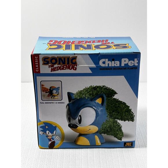 CHIA PET PLANTER SONIC THE HEDGEHOG CHRISTMAS MAN CAVE GAG GIFT SEGA - Picture 1 of 8